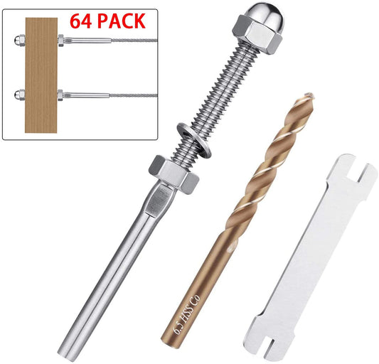 64Pcs Swage Threaded Stud Tension End Fitting Terminal T316 Stainless Steel - KiwisLove