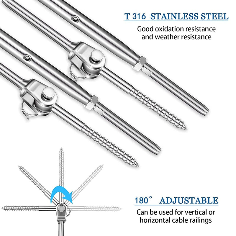 20 Sets 316 Stainless Steel Cable Railing Kit For 3mm Wire Rope - KiwisLove
