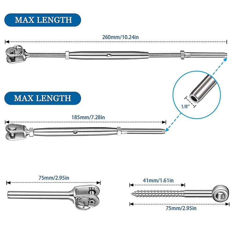 40 Sets 316 Stainless Steel Cable Railing Kit For 3mm Wire Rope - KiwisLove