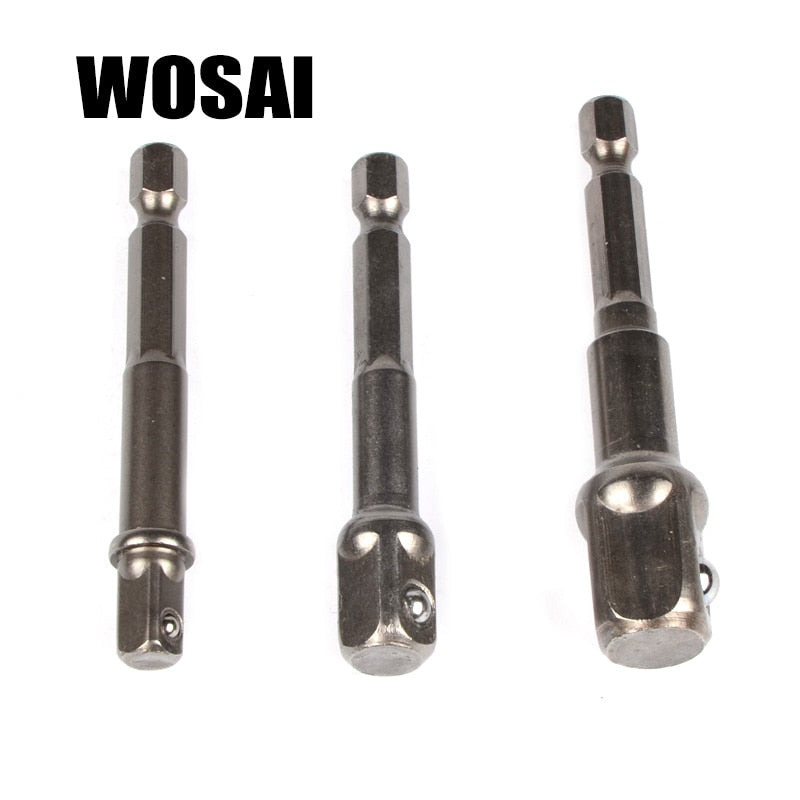 3pcs Chrome Vanadium Steel Socket Adapter Set Hex Shank - KiwisLove