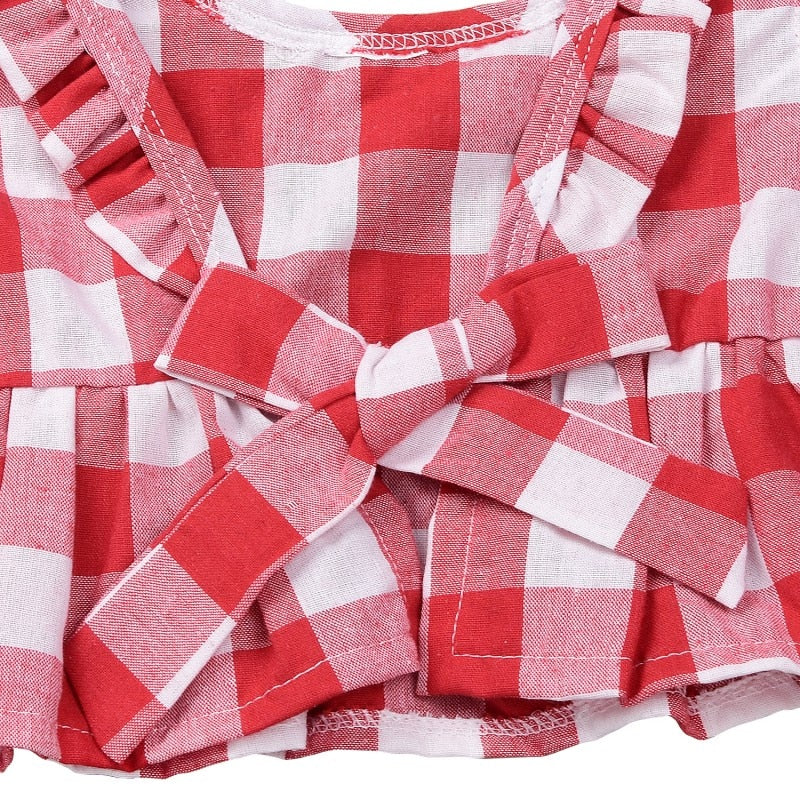 3PCS Toddler Girls Set Casual Sport Suits Plaid Skirted - KiwisLove