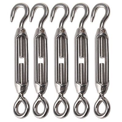 5PCS M4 Stainless Steel 304 Hook Eye Turnbuckle Wire Rope Tension - KiwisLove