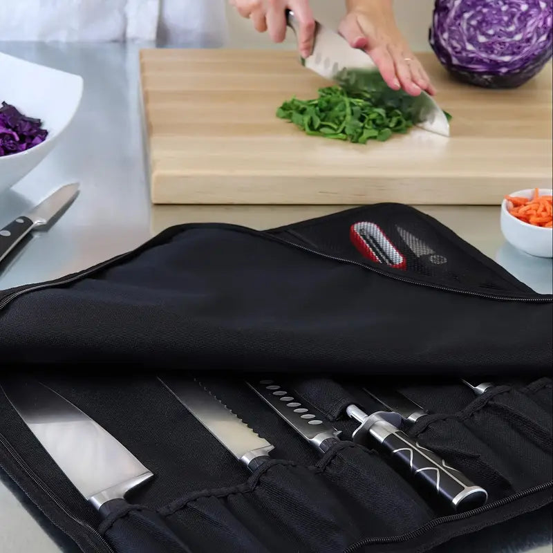 NZ Stock 17 Pocket WESSELECO Chef Knife Roll Bag – Durable Oxford Cloth Carry Case