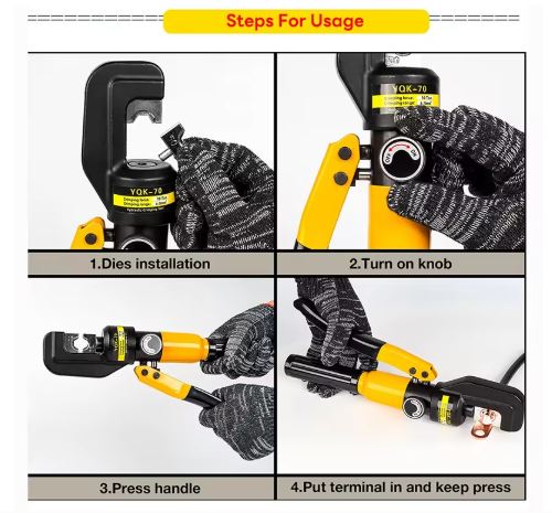 4-70mm² Hydraulic Crimping Pliers YQK-70 Pressure 10T Home Hydraulic Tools Hydraulic Pliers DIY Cable Terminal Crimping Pliers - KiwisLove