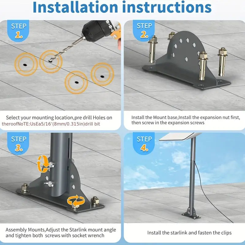 Starlink Roof Mount Full Kit Stand-Up Installation - KiwisLove