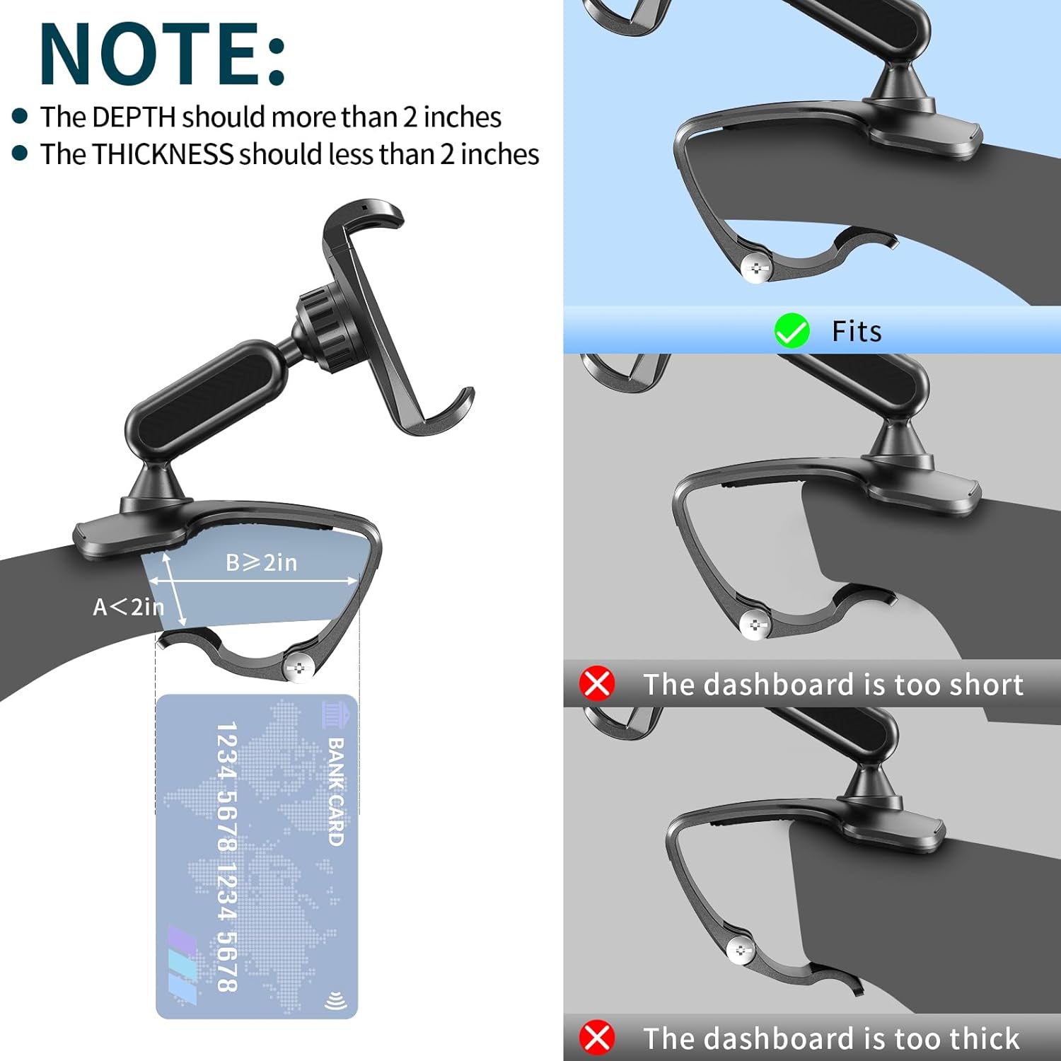 NZ Stock Dashboard Phone Holder – 360° Rotatable Non-Slip Vehicle Mount for Navigation, Rearview Mirror Compatible - KiwisLove