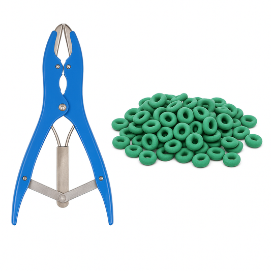NZ STOCK Tail Docking Castration Forceps + 100 Rubber Rings for Piglets, Lambs, Calves - KiwisLove