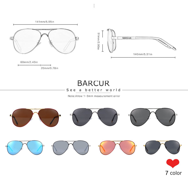 BARCUR Men's Sunglasses Driving UV400 Protection Male Sun Glasses Polarized Women Eyewear UV400 Gafas De Sol Shades - KiwisLove