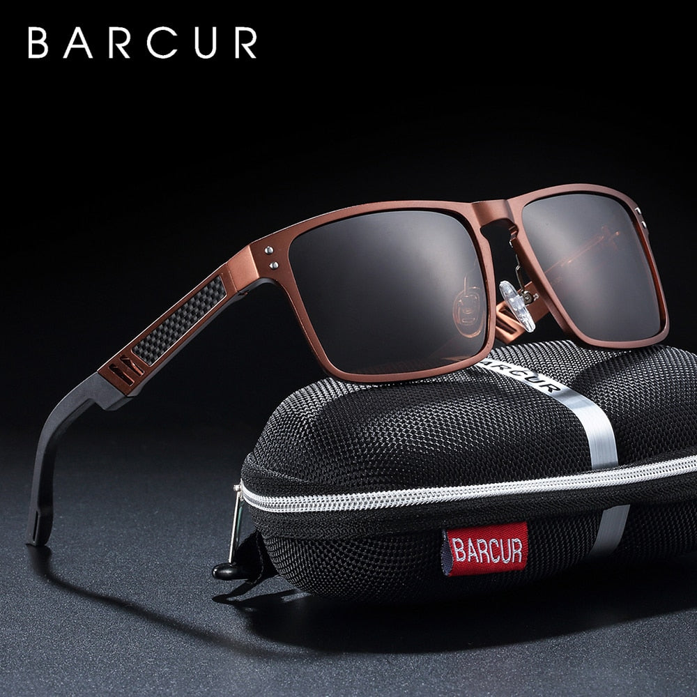BARCUR Aluminium Magnesium Square Sunglasses Men Polarized Vintage Shades Women Sun Glasses For Men Sport Eyewear Oculos De Sol - KiwisLove