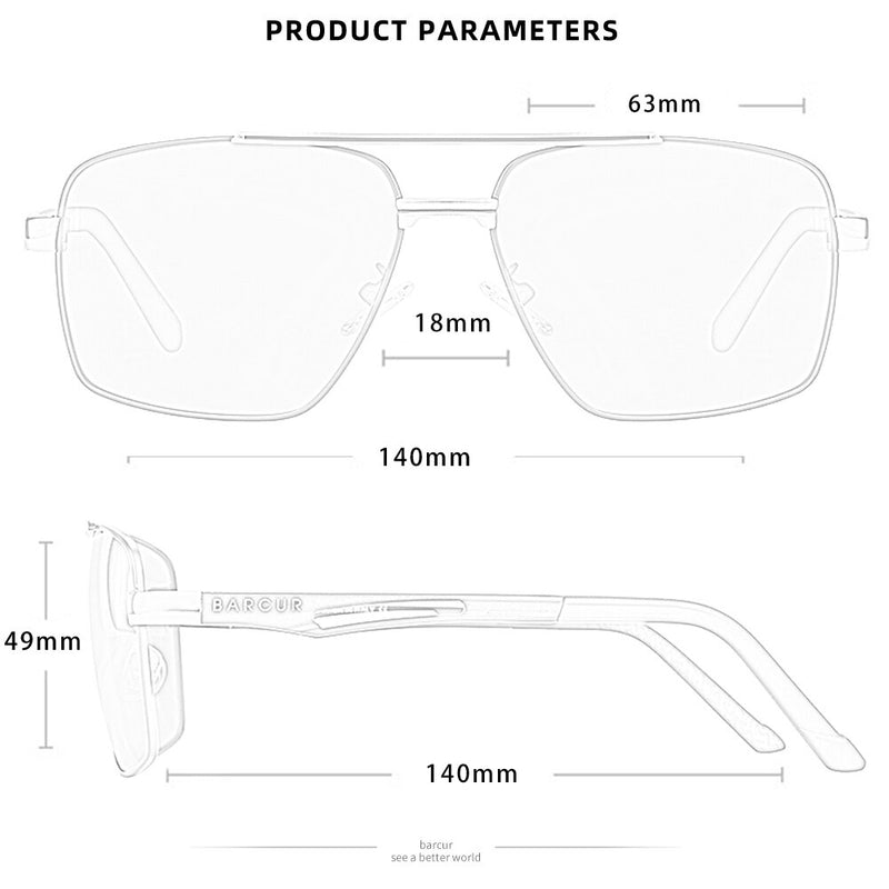 BARCUR Brand Pilot Style Metal Frame Sunglasses Men HD Polarized Women Shades Driving Photochromic Sun Glasses Mirror UV400 - KiwisLove