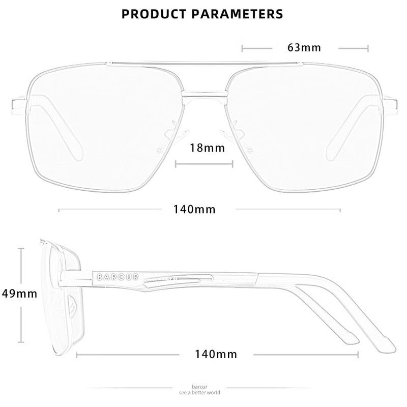 BARCUR Pilot Style Metal Frame Brand Sunglasses Men HD Polarized Women Shades Driving Sun Glasses Mirror UV400 - KiwisLove
