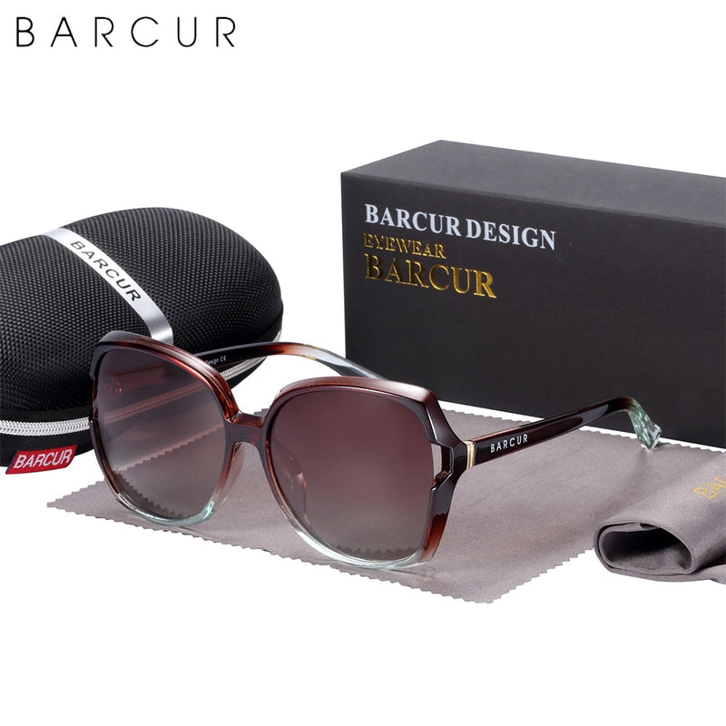 BARCUR Oversize TR90 Sunglasses Women Polarized UV400  Sunglasses Ladies Shades with Gradient Lens lunette de soleil femme - KiwisLove
