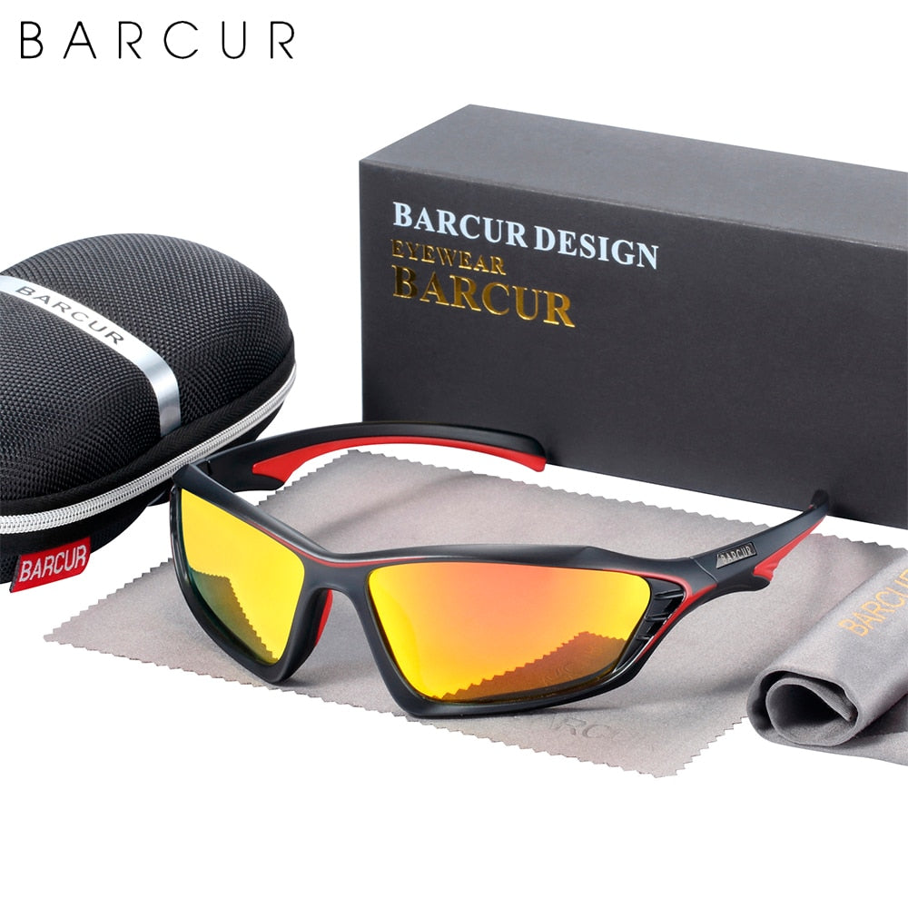 BARCUR TR90 Frame Brand Design Sport Men Sunglasses Polarized Sun Glasses Women Eyewear Driving Mirror Shades UV400 - KiwisLove
