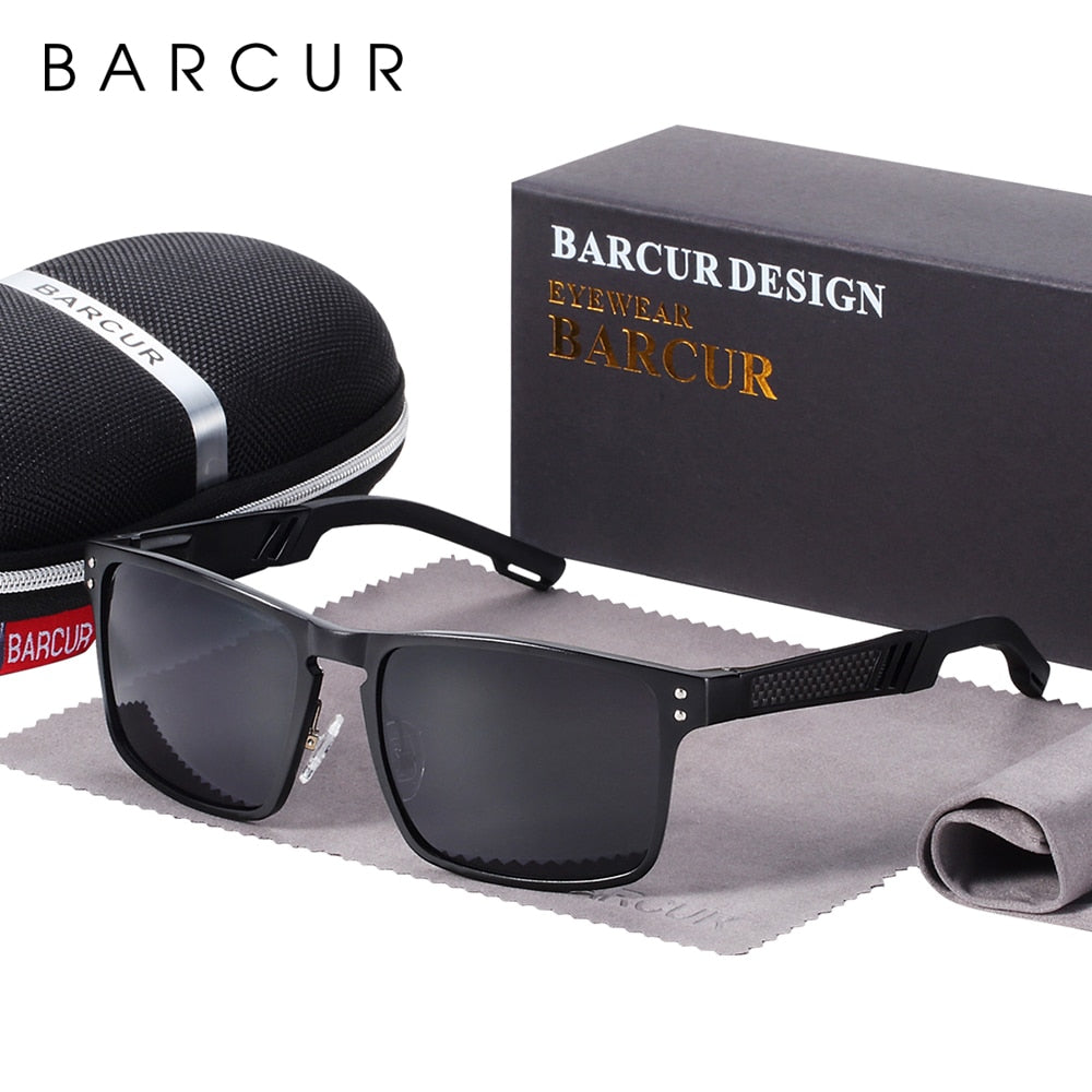 BARCUR Aluminium Magnesium Square Sunglasses Men Polarized Vintage Shades Women Sun Glasses For Men Sport Eyewear Oculos De Sol - KiwisLove