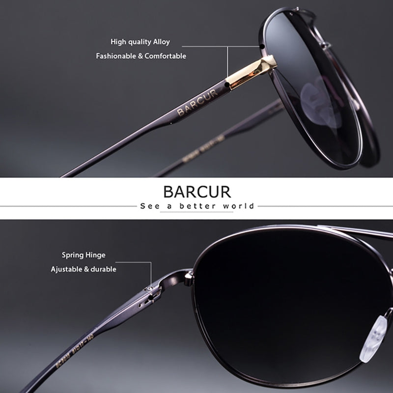 BARCUR Men Gradient Women Sunglasses Polarized Sun glasses for Men Pilot Gafas Oculos De Sol Masculino - KiwisLove