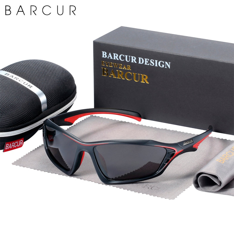 BARCUR TR90 Frame Brand Design Sport Men Sunglasses Polarized Sun Glasses Women Eyewear Driving Mirror Shades UV400 - KiwisLove