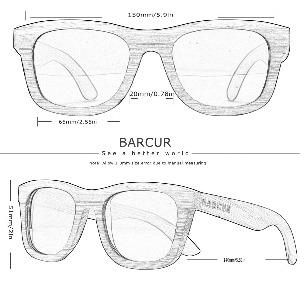 BARCUR Zebra Wood Sunglasses Handmade Mens Sun Glasses Women Polarized Wooden Glasses Eyewear Accessory Oculos de sol - KiwisLove