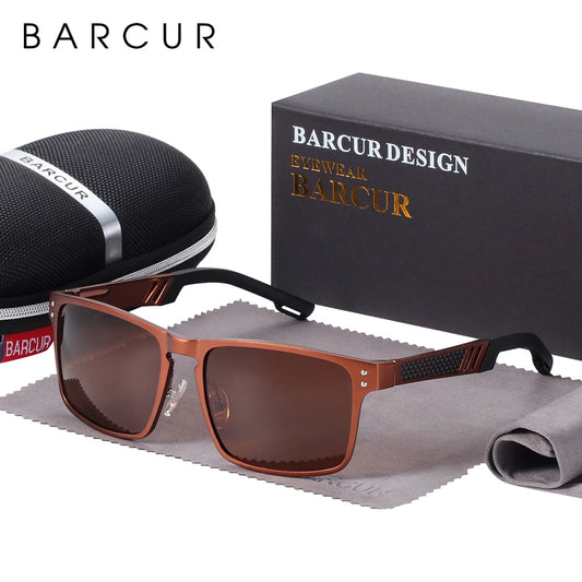 BARCUR Aluminium Magnesium Square Sunglasses Men Polarized Vintage Shades Women Sun Glasses For Men Sport Eyewear Oculos De Sol - KiwisLove