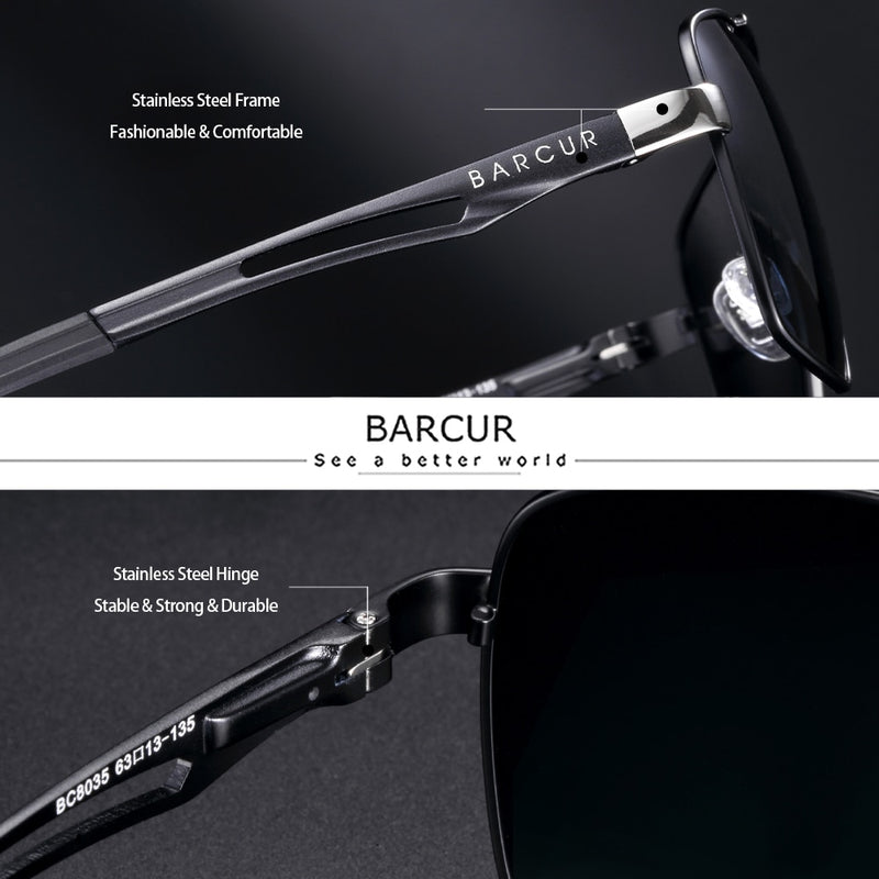 BARCUR Brand Pilot Style Metal Frame Sunglasses Men HD Polarized Women Shades Driving Photochromic Sun Glasses Mirror UV400 - KiwisLove