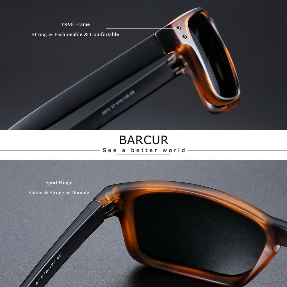 BARCUR TR90 Sunglasses for Men Light Weight Sports Sun Glasses for Women Eyewear Oculos Accessory - KiwisLove