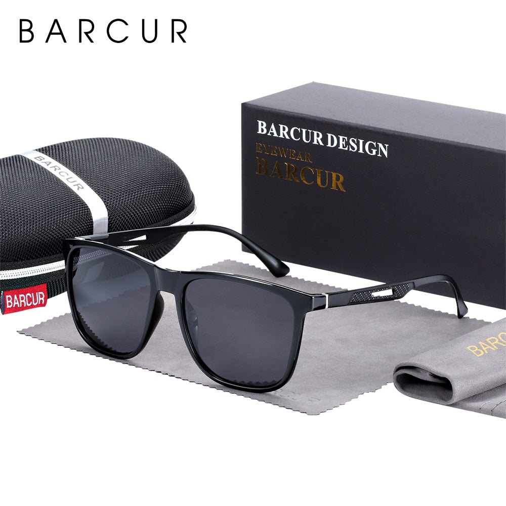BARCUR Square Sun Glasses for Men Sports Polarized Sunglasses Women Aluminium Magnenium Temples TR90 Frame Oculos De Sol Gafas - KiwisLove