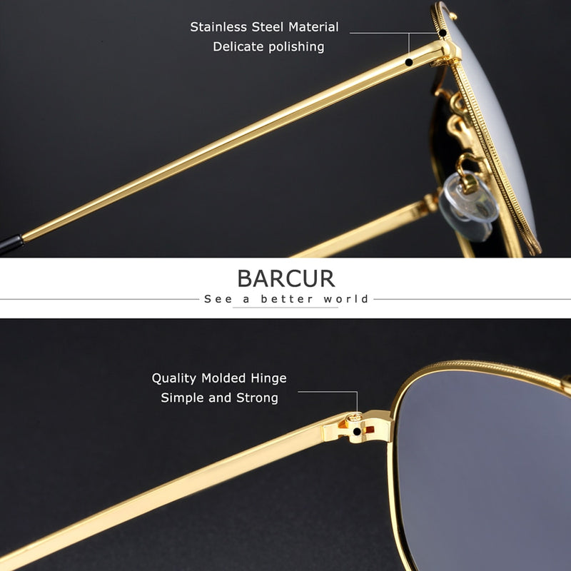 BARCUR Original Square Sunglasses For Men Polarized Women Hexagon Sun Glasses Oculos De Sol Gafas Lunette De soleil femme - KiwisLove