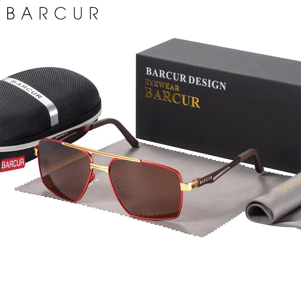 BARCUR Pilot Style Metal Frame Brand Sunglasses Men HD Polarized Women Shades Driving Sun Glasses Mirror UV400 - KiwisLove