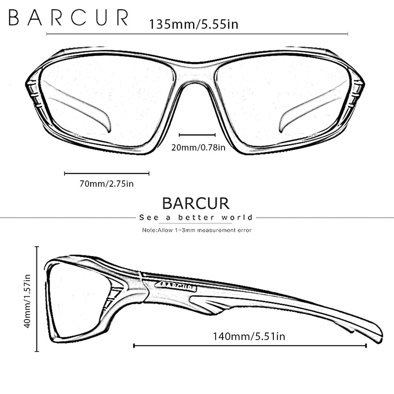 BARCUR TR90 Frame Brand Design Sport Men Sunglasses Polarized Sun Glasses Women Eyewear Driving Mirror Shades UV400 - KiwisLove