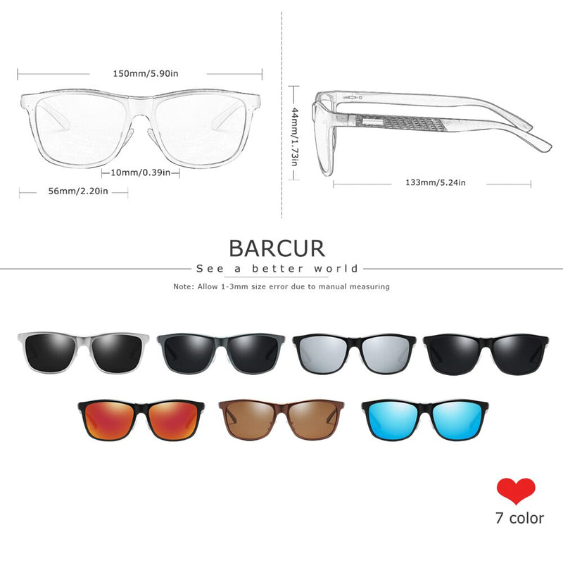 BARCUR Aluminum Men Sunglasses Polarized Male Sun Glasses For Men Women Eyewear Accessories - KiwisLove