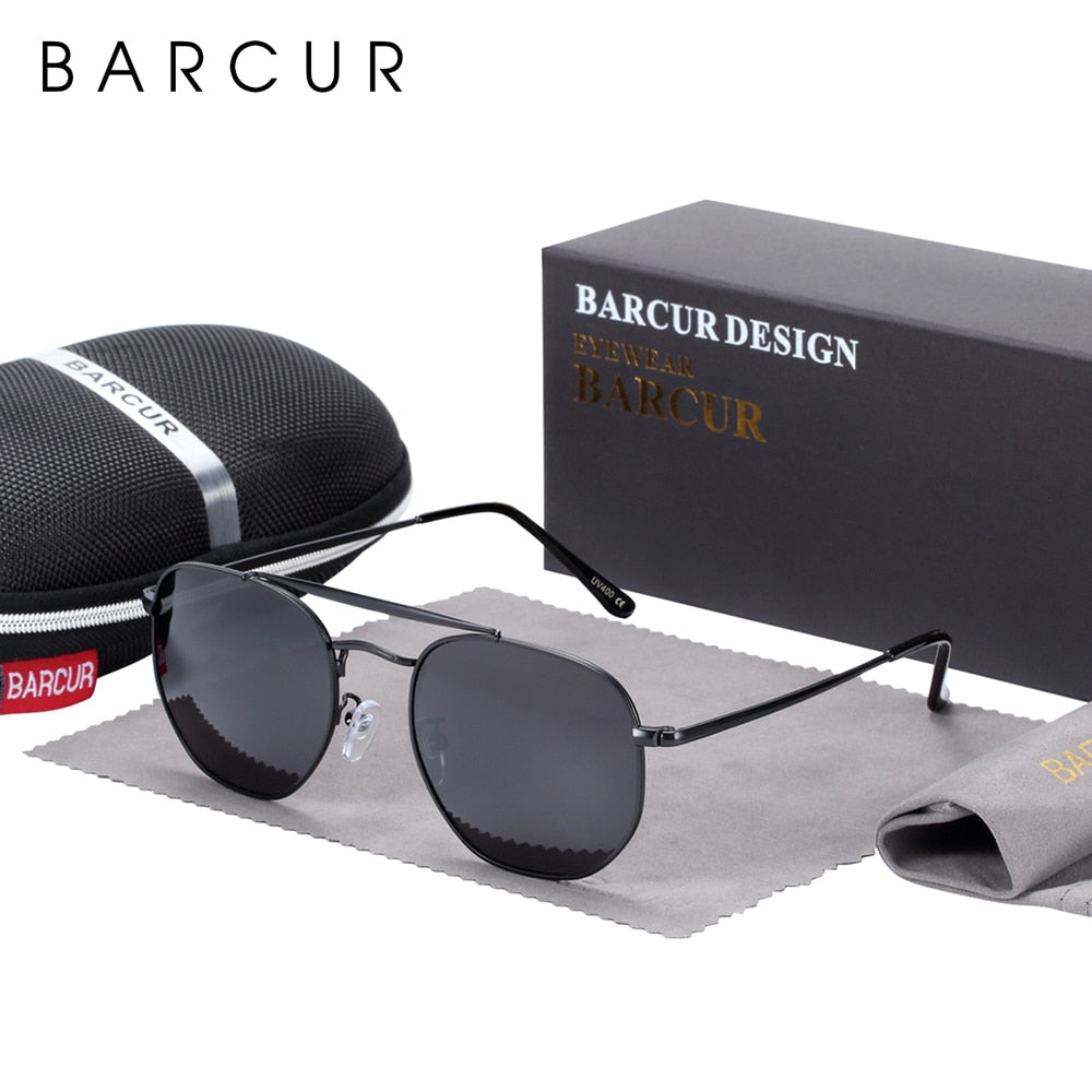 BARCUR Original Square Sunglasses For Men Polarized Women Hexagon Sun Glasses Oculos De Sol Gafas Lunette De soleil femme - KiwisLove