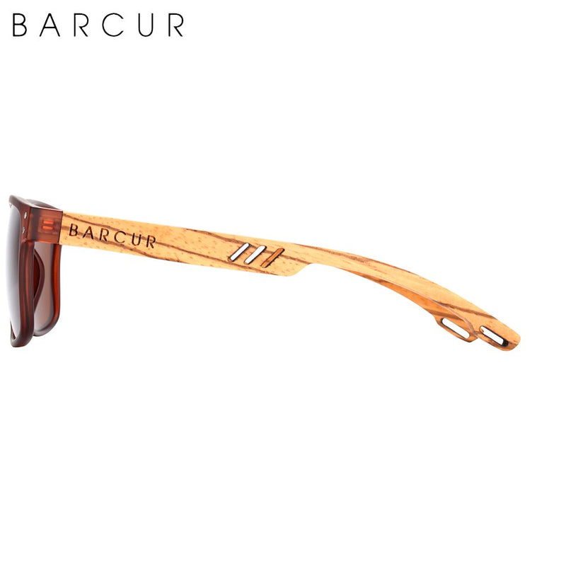 BARCUR Design Brand Wood Sunglasses Zebra Temple Wooden Sun Glasses Men Polarized Vintage Women Eyewear UV400 Protection - KiwisLove