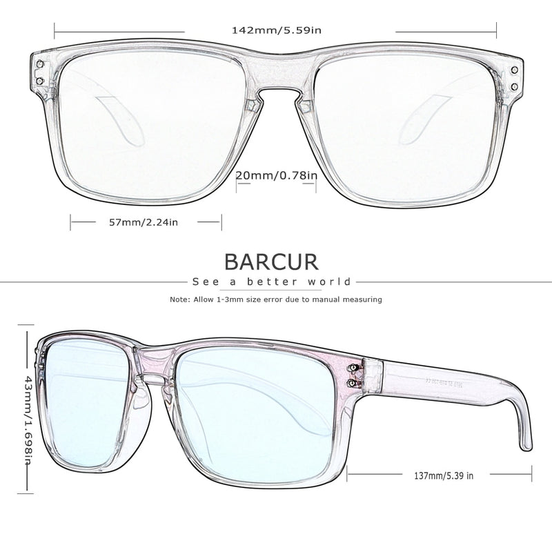 BARCUR TR90 Sunglasses for Men Light Weight Sports Sun Glasses for Women Eyewear Oculos Accessory - KiwisLove