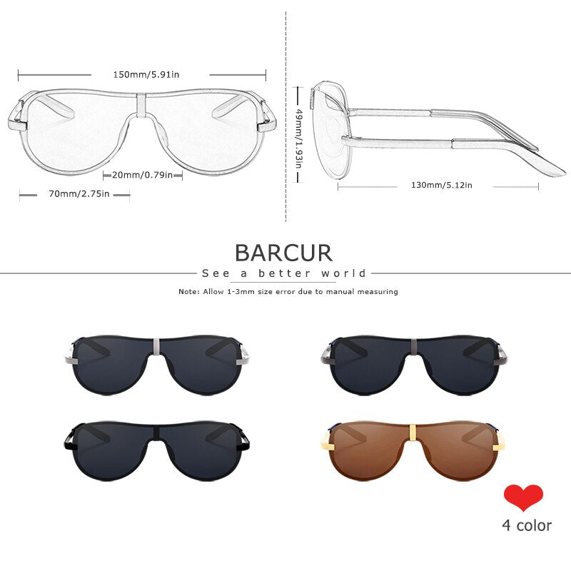 BARCUR Polarized Black Sunglasses Male Rimless Yellow Glasses Men Driving Night Vision Eyewear Accessories Oculos - KiwisLove