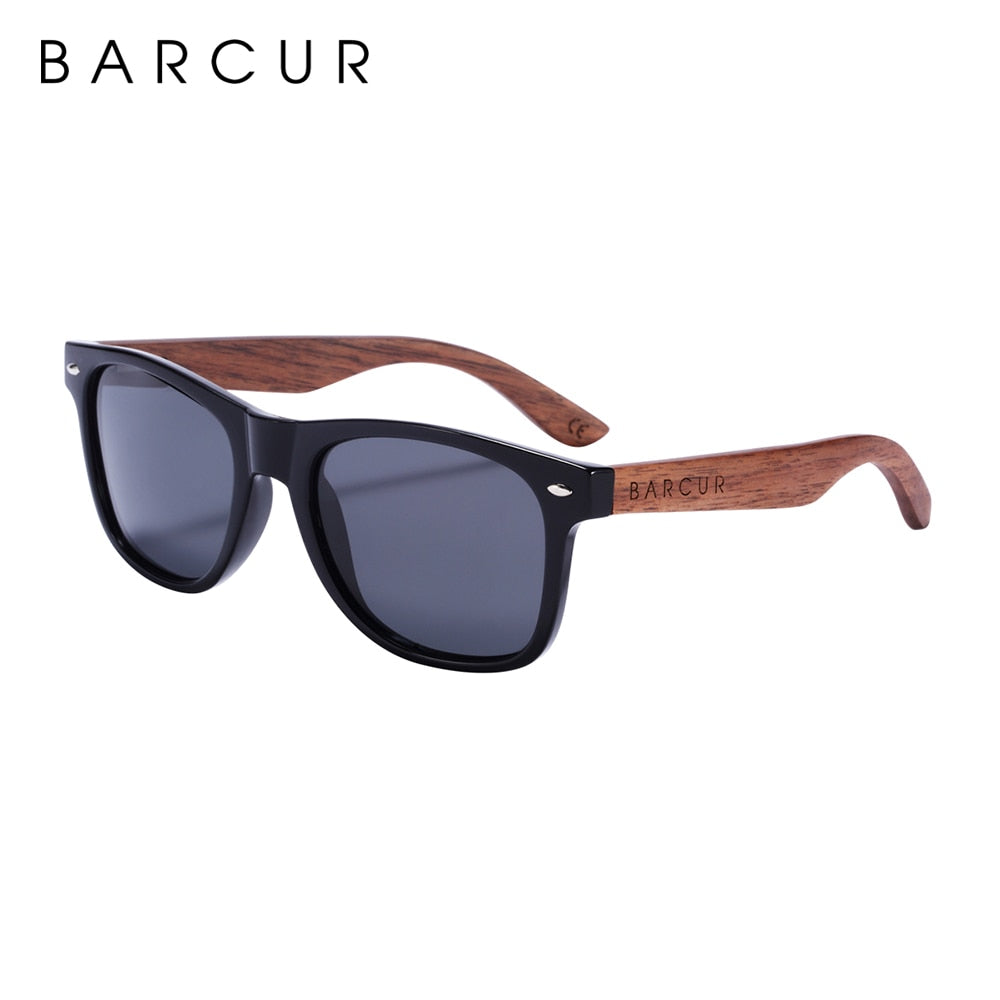 BARCUR High Quality Black Walnut Sunglasses Anti-Reflecti Men Women Mirror Sun Glasses Male UV400 Wooden Sunglass Shades Oculos - KiwisLove