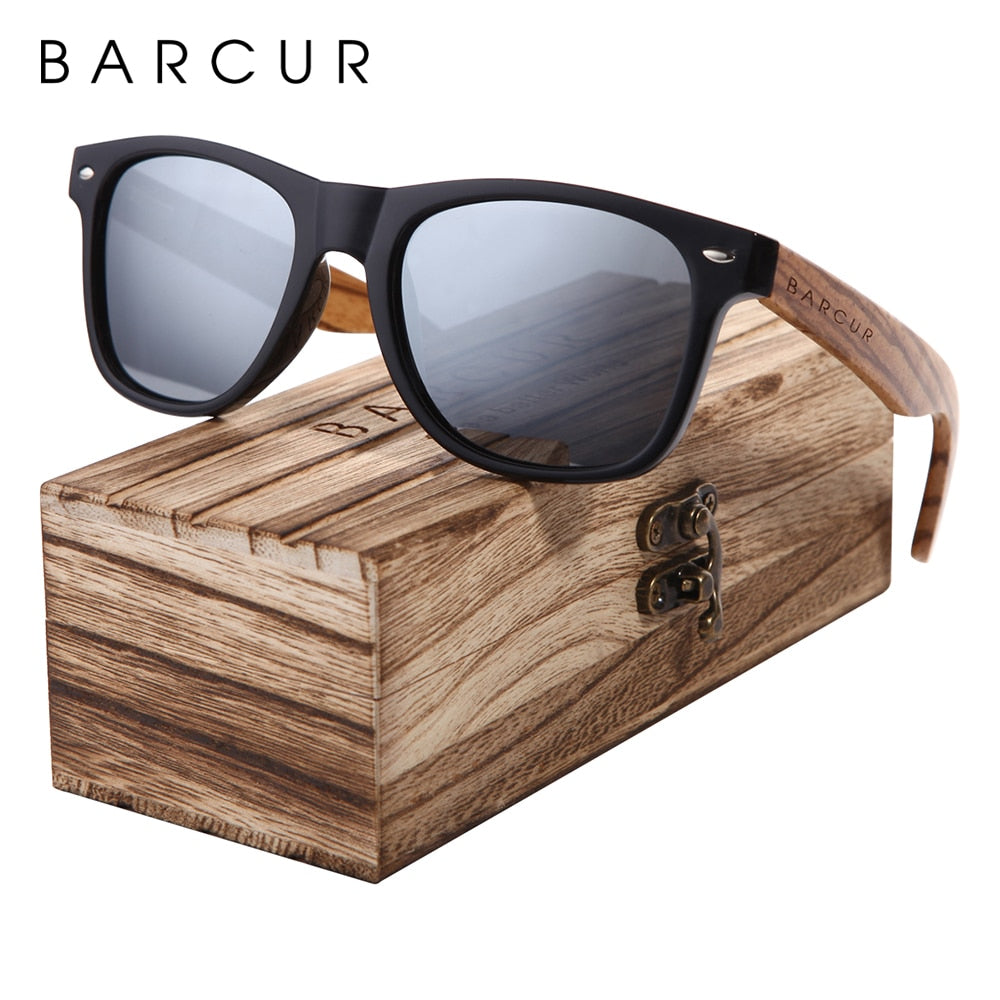 Sunglasses Polarized Zebra Wood Sunglasses Hand Made Vintage Wooden Frame Male Driving Sun Glasses Shades Gafas With Box - KiwisLove