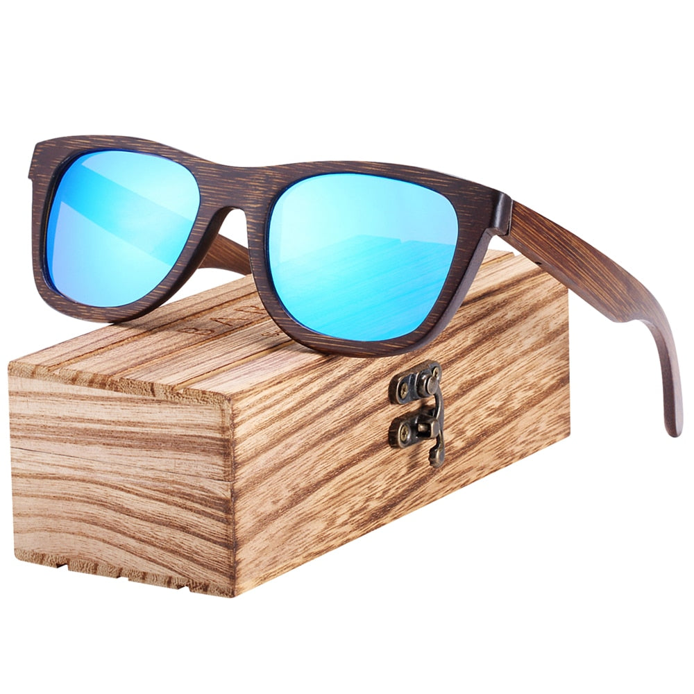 BARCUR Wood Sunglasses Bamboo Brown Full Frame Wooden Sun Glasses Men Polarized Vintage Women Eyewear - KiwisLove