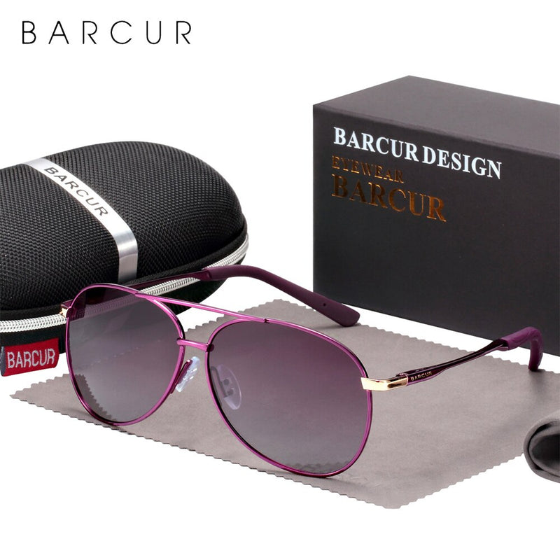 BARCUR Pilot Dessign Men Gradient Women Fashion Sunglasses Polarized Lense Sun Glasses Metal UV400 Protection - KiwisLove