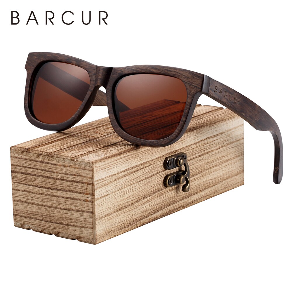 BARCUR Natural Wooden Sunglasses for Men Polarized Sunglasses Wood Oculos De Sol Feminino Frete Gratis - KiwisLove