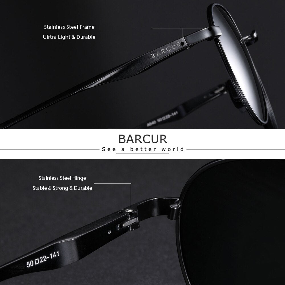 BARCUR Brand Design Retro Sunglasses Women Metal Frame Man Eyewear Polarized Sun Glasses UV400 Protection - KiwisLove
