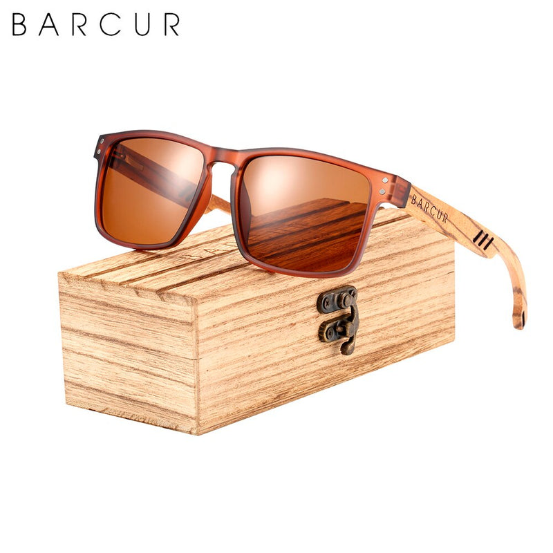 BARCUR Design Brand Wood Sunglasses Zebra Temple Wooden Sun Glasses Men Polarized Vintage Women Eyewear UV400 Protection - KiwisLove