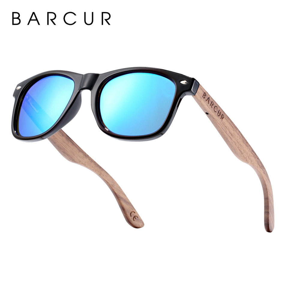 BARCUR Black Walnut Sunglasses High Quality Anti Blue Night Vision Men Women Mirror Sun Glasses UV400 Protection Free Wood Box - KiwisLove