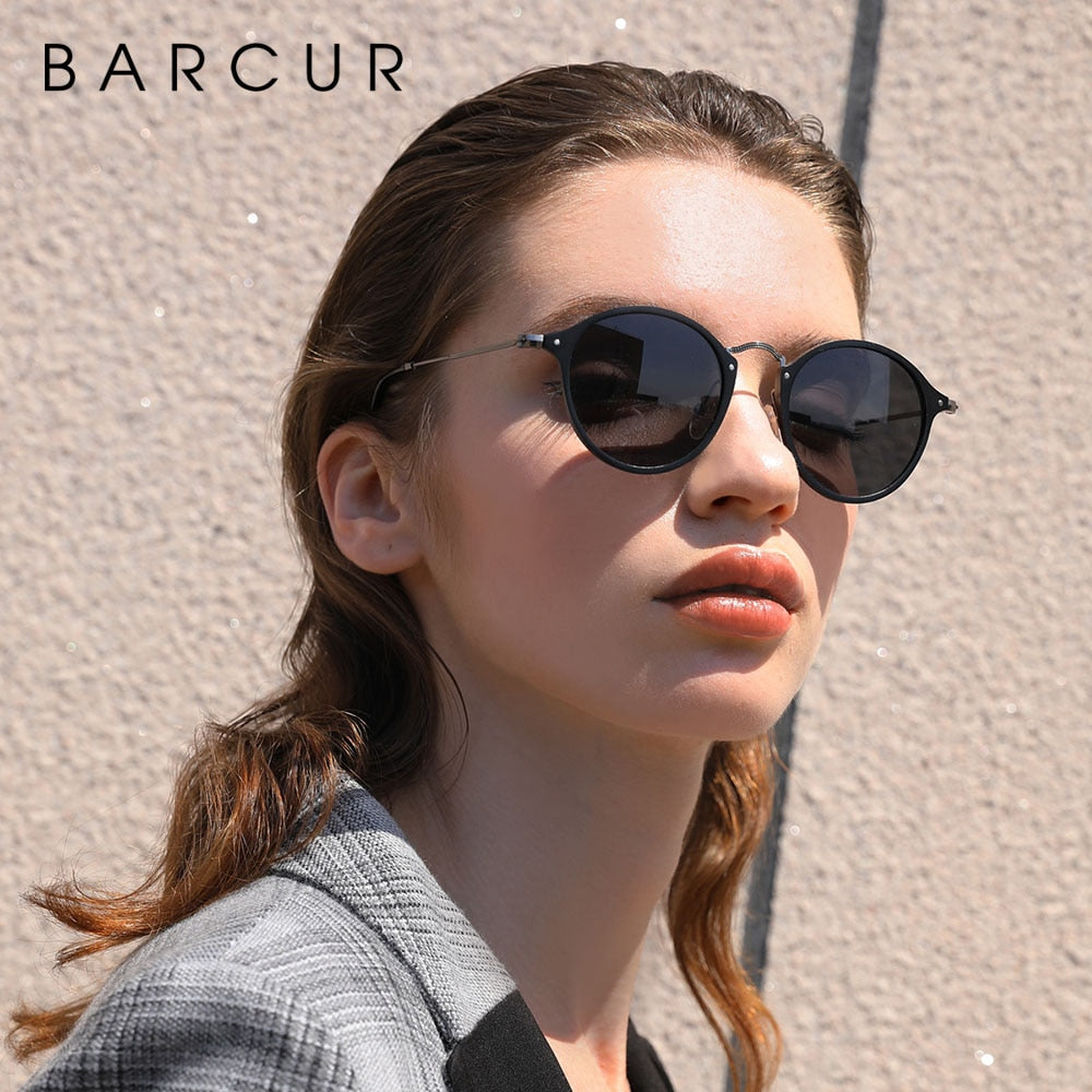 BARCUR Aluminum Magnesium Vintage Sunglasses For Men Polarized Round Sun Glasses Women Retro Eyewear Oculos Masculino - KiwisLove