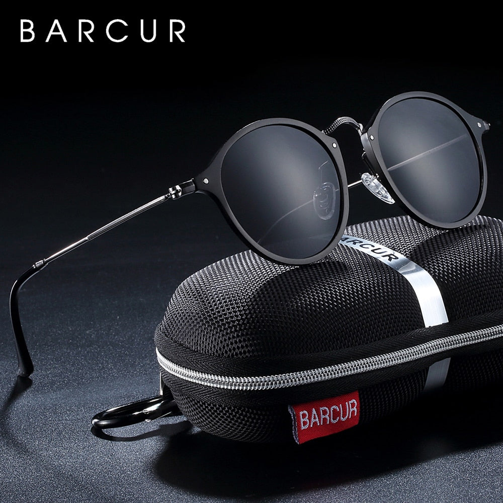 BARCUR Aluminum Magnesium Vintage Sunglasses For Men Polarized Round Sun Glasses Women Retro Eyewear Oculos Masculino - KiwisLove