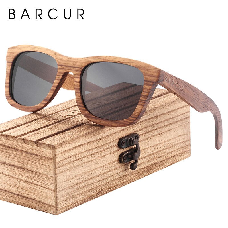 BARCUR Zebra Wood Sunglasses Handmade Mens Sun Glasses Women Polarized Wooden Glasses Eyewear Accessory Oculos de sol - KiwisLove
