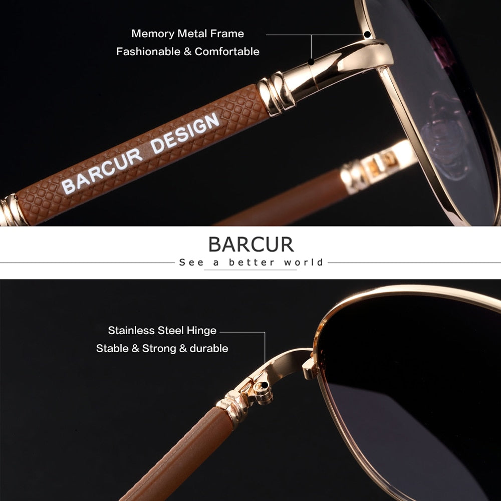 BARCUR Design Titanium Alloy Sunglasses Polarized Men's Sun Glasses Women Pilot Gradient Eyewear Mirror Shades Oculos De Sol - KiwisLove