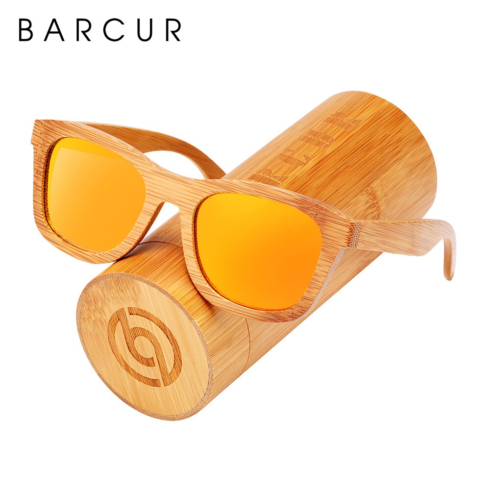 BARCUR Retro Square Men Sun Glasses Women Polarized Sunglasses Natural Bamboo Handmade Wood Sunglasses Beach Wooden UV400 - KiwisLove