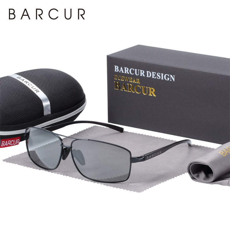 BARCUR Rectangle Polarized Sunglasses Photochromic Driving Men Sun glasses oculos shades - KiwisLove