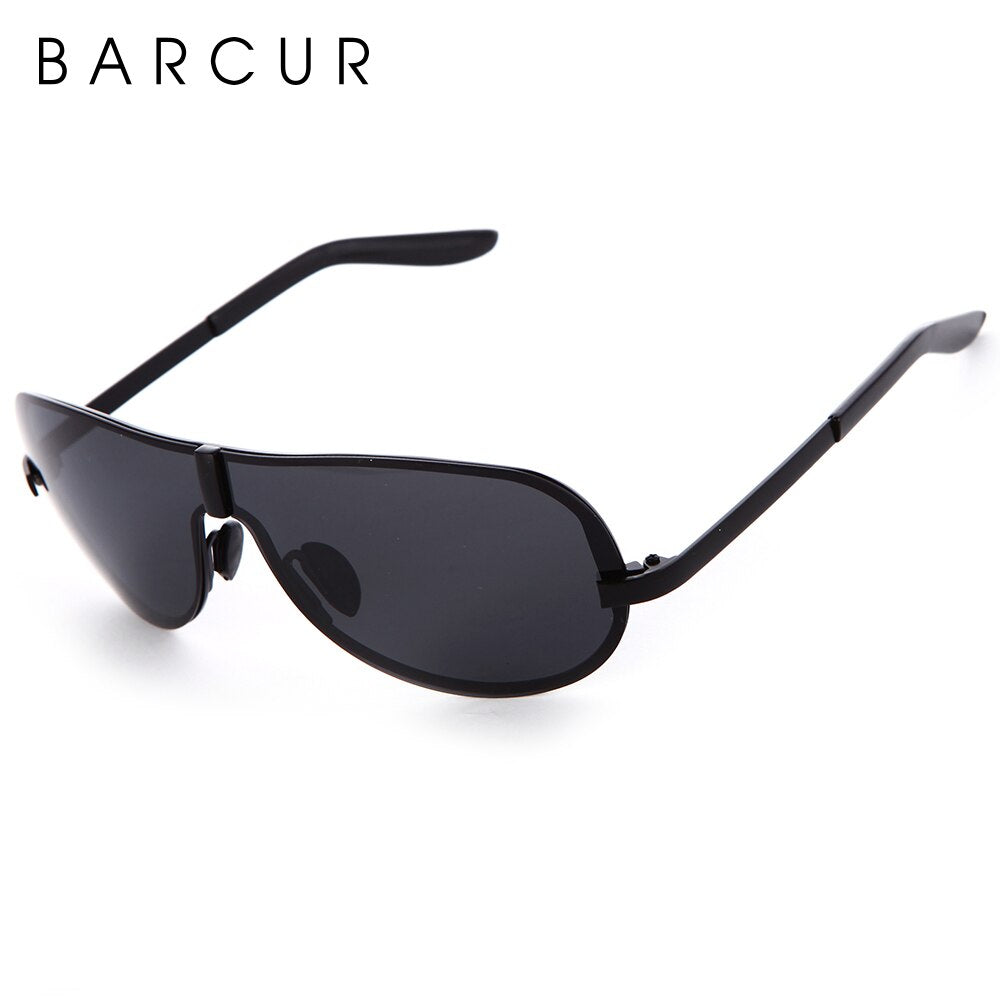 BARCUR Polarized Black Sunglasses Male Rimless Yellow Glasses Men Driving Night Vision Eyewear Accessories Oculos - KiwisLove