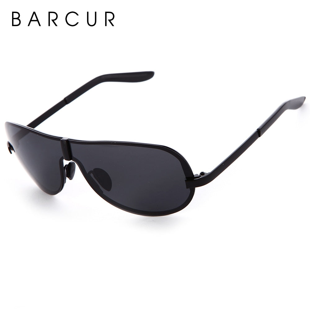 BARCUR Polarized Black Sunglasses Male Rimless Yellow Glasses Men Driving Night Vision Eyewear Accessories Oculos - KiwisLove