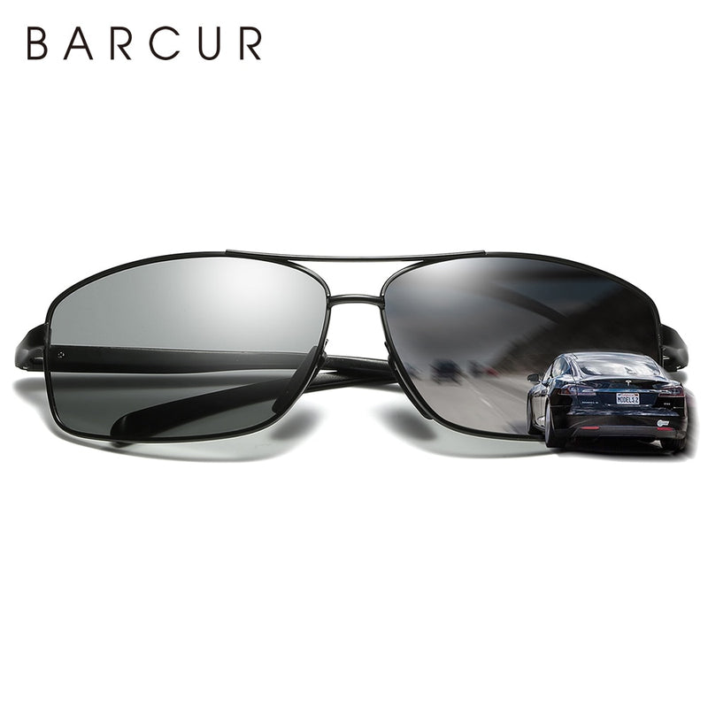 BARCUR Rectangle Polarized Sunglasses Photochromic Driving Men Sun glasses oculos shades - KiwisLove